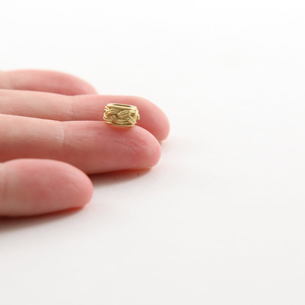 Sterling Silver or Vermeil Tibetan Style Knot Square Bead or Large Hole Spacer – Antique Silver