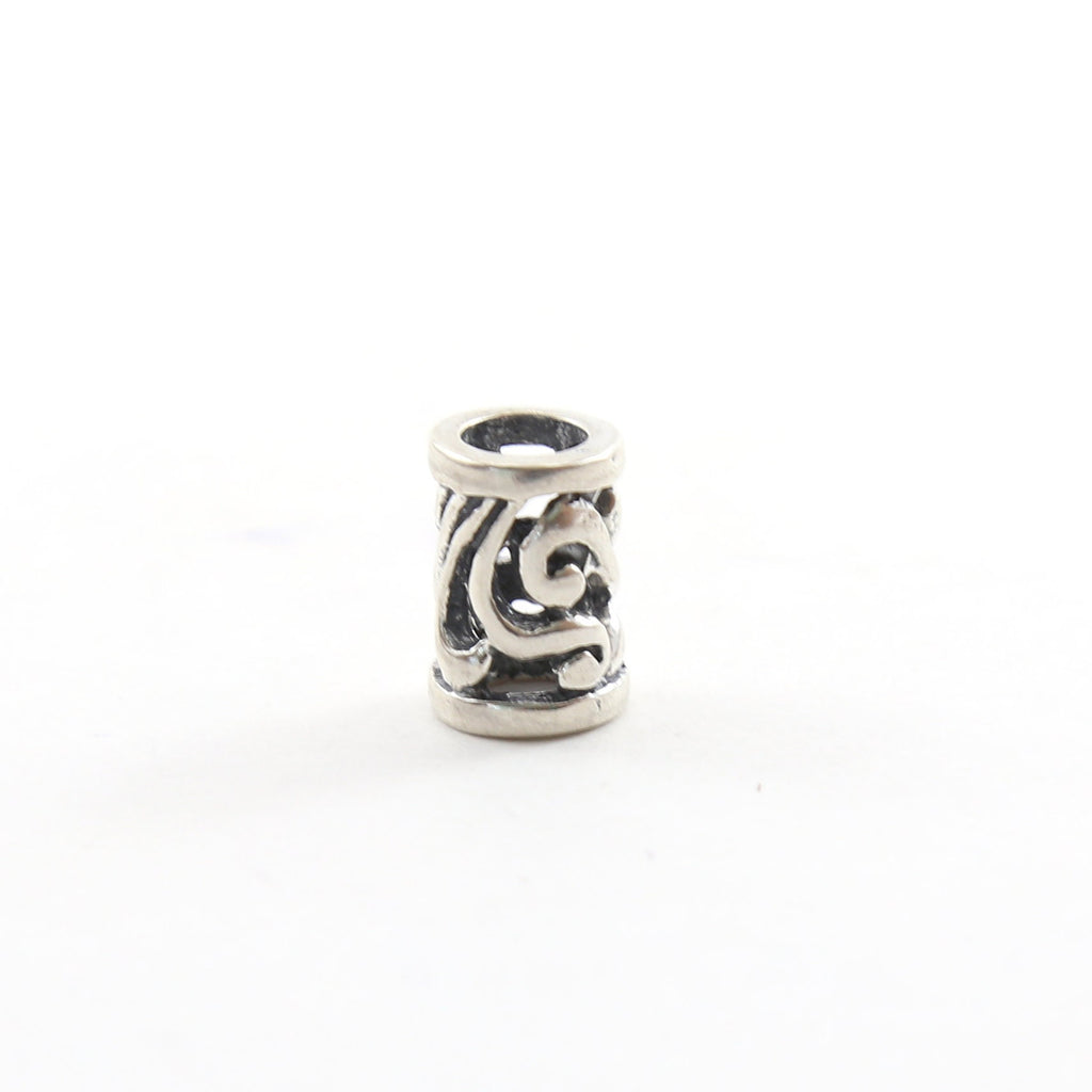 Sterling Silver Tibetan Style Curly Leaf Large Hole Spacer Bead Leather