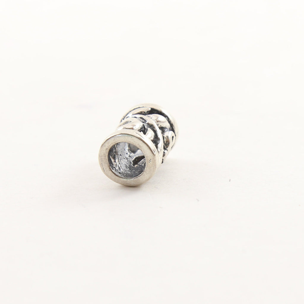 Sterling Silver Tibetan Style Curly Leaf Large Hole Spacer Bead Leather