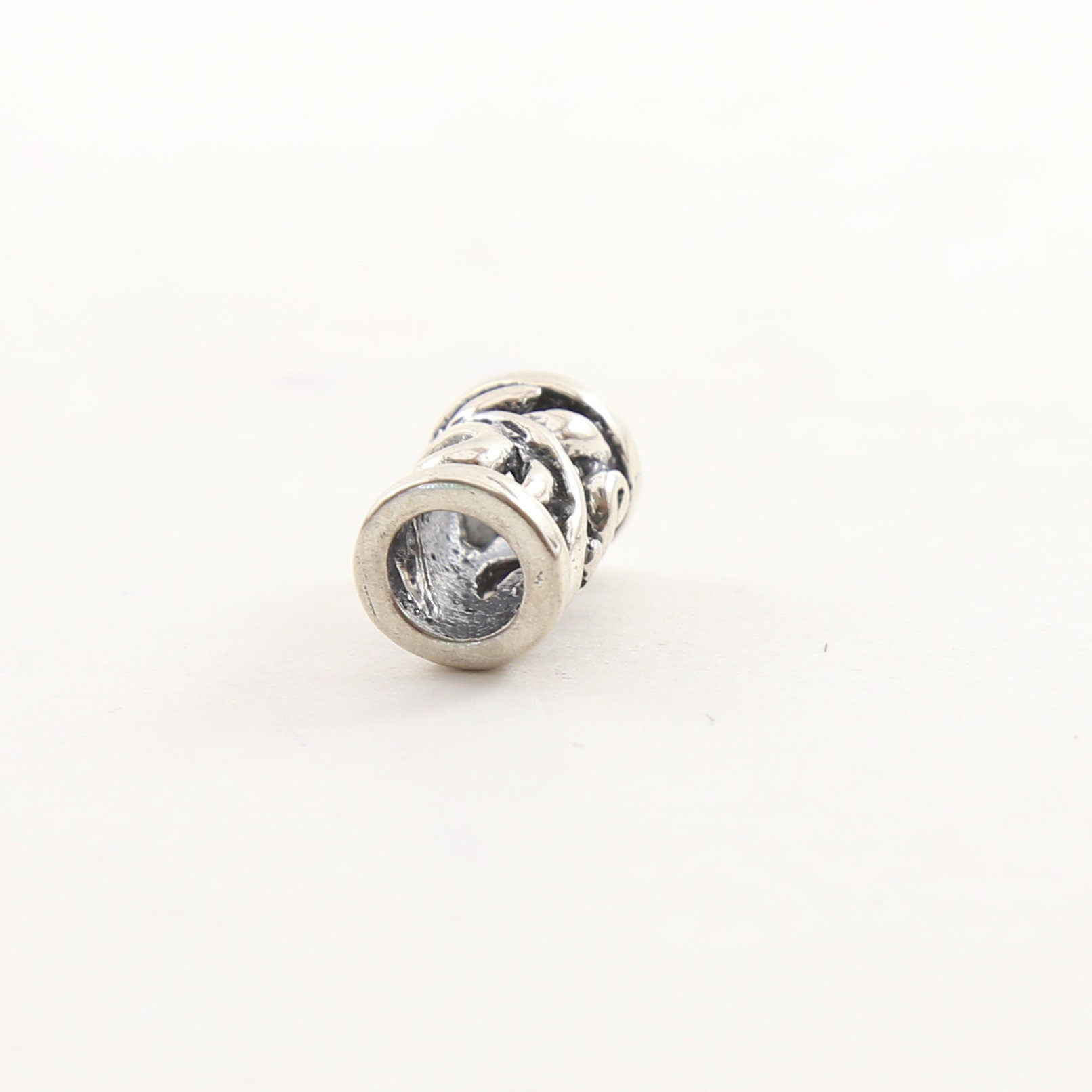 Sterling Silver Tibetan Style Curly Leaf Large Hole Spacer Bead Leather