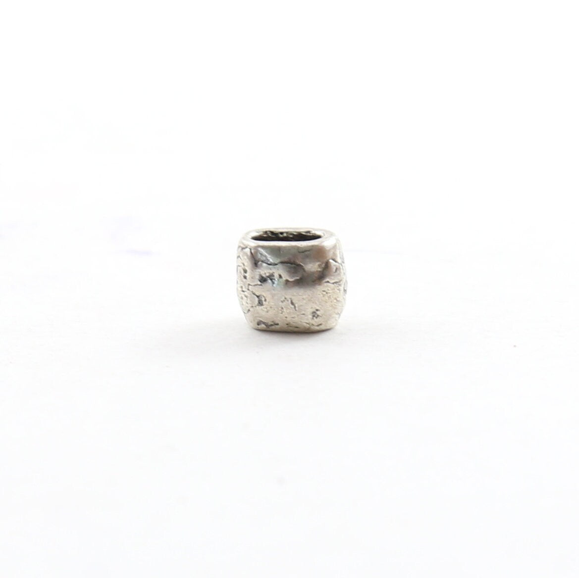 Sterling Silver or Vermeil Artisan Organic Hammered Textured Leather Slide