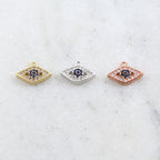 Rhodium Plated CZ Dainty Small Pointed Evil Eye Blue Eye Necklace