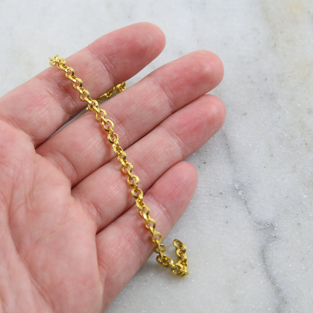 1mmx3.5mm Brass Thick Saucer Rolo Chain in Shiny Gold Lead – Sold by the Foot