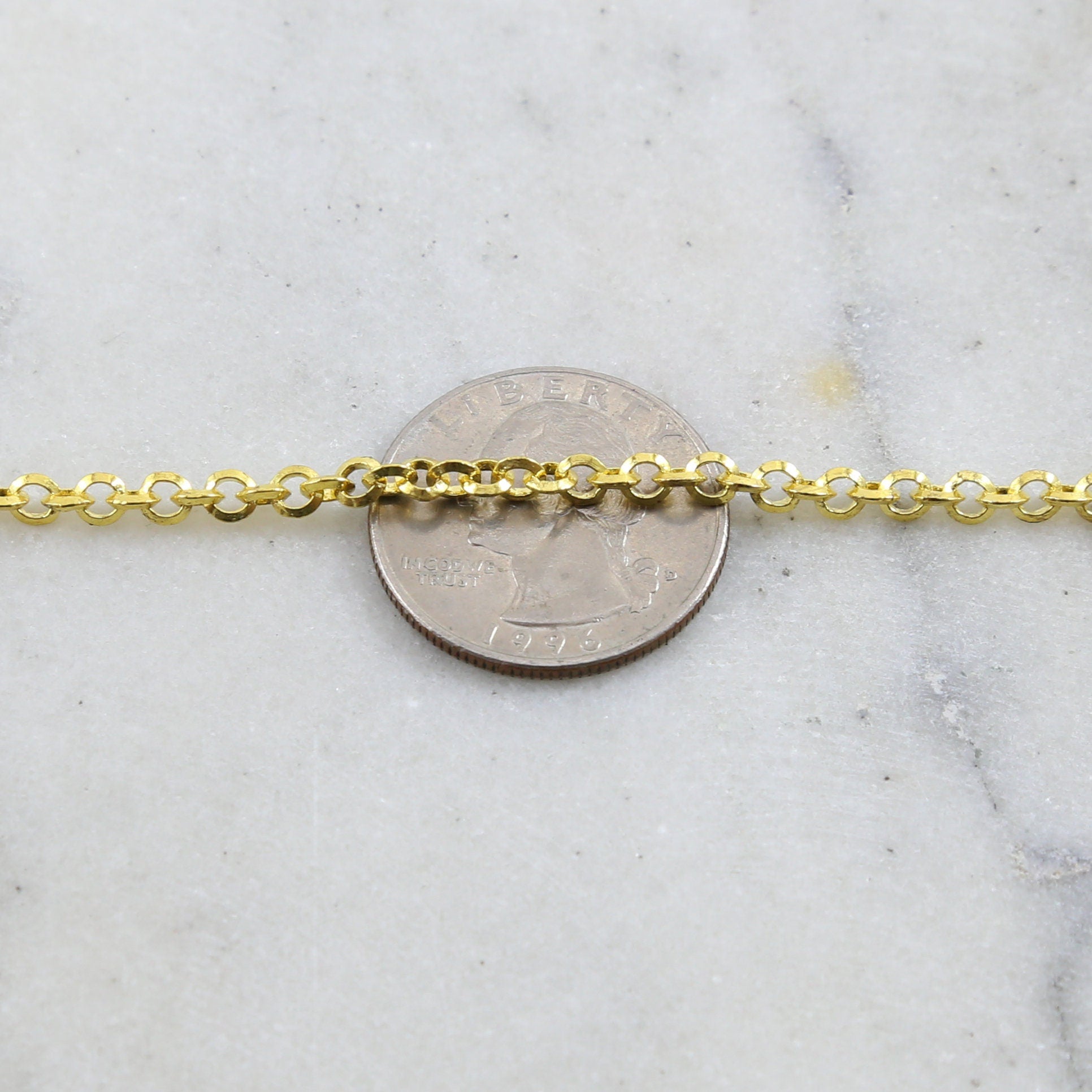 1mmx3.5mm Brass Thick Saucer Rolo Chain in Shiny Gold Lead – Sold by the Foot