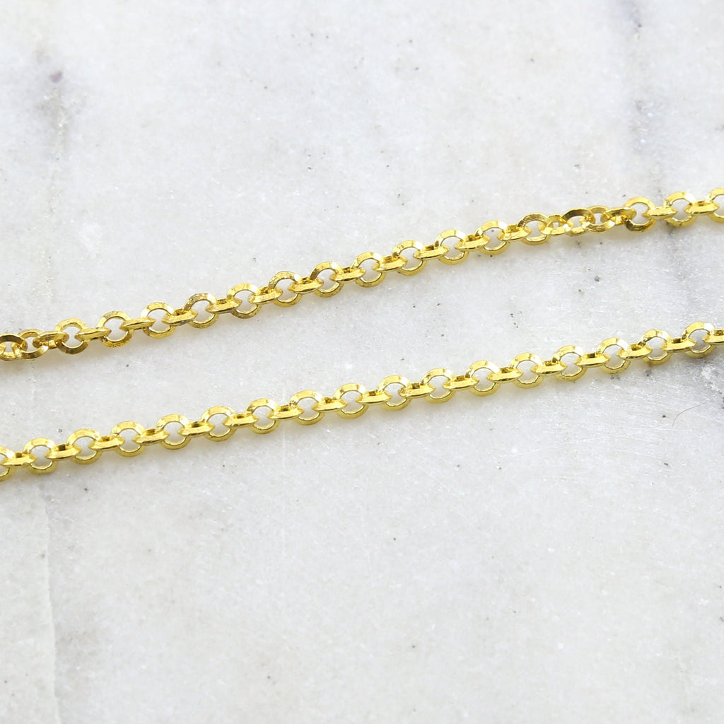 1mmx3.5mm Brass Thick Saucer Rolo Chain in Shiny Gold Lead – Sold by the Foot