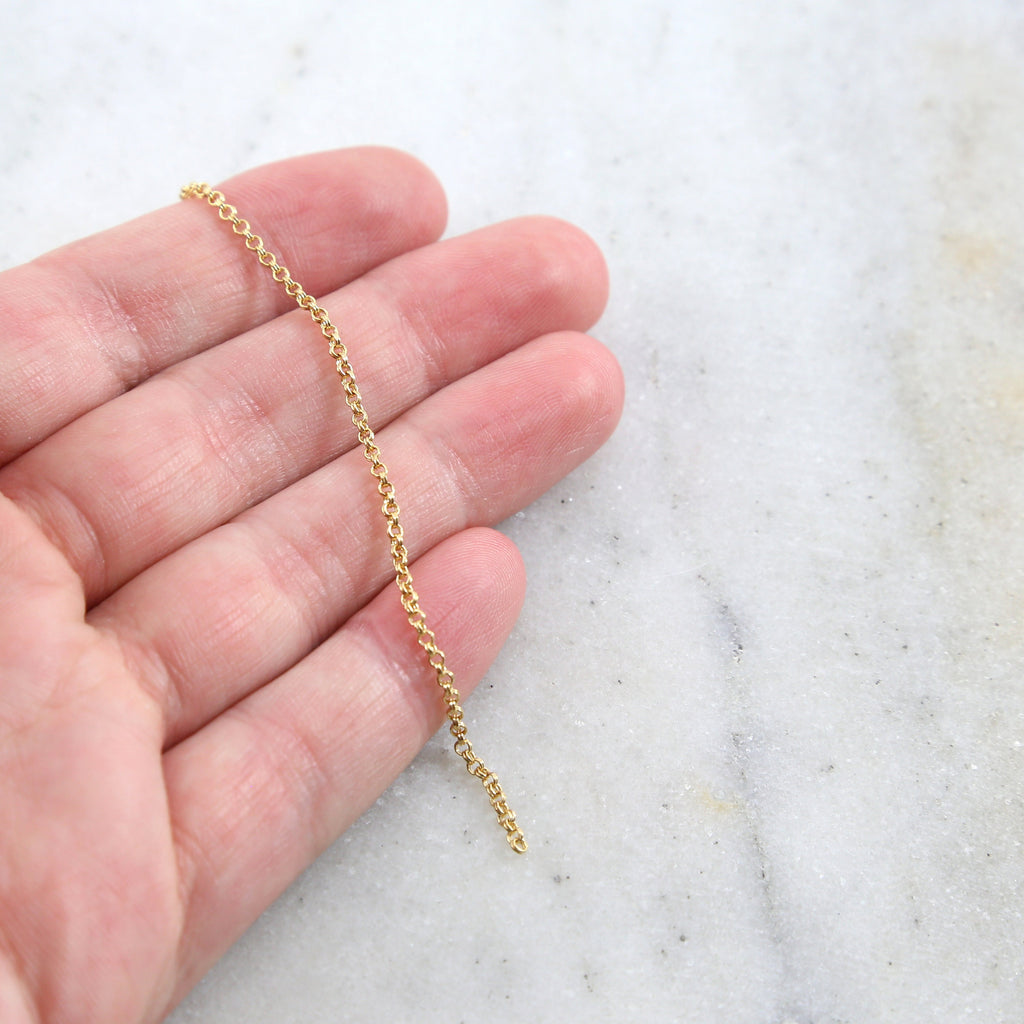 1.5mm Brass Dainty Delicate Rolo Chain in Shiny Silver – Sold by the Foot