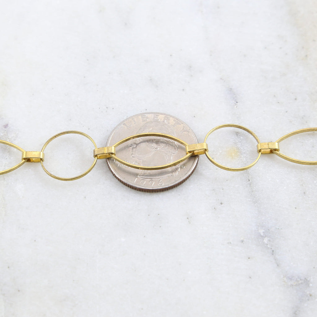 Brass Large Oval and Circle Chain in Antique Silver Shiny – Sold by the Foot