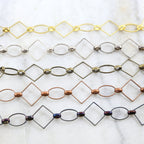 Brass Large Square and Oval Chain in Antique Silver Shiny – Sold by the Foot