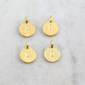 Vermeil Brushed Textured Alphabet Initial Letter Disk Circle