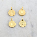Vermeil Brushed Textured Alphabet Initial Letter Disk Circle