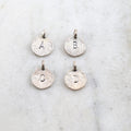 Sterling Silver Textured Alphabet Initial Letter Disk Circle Charm