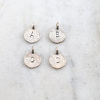 Sterling Silver Textured Alphabet Initial Letter Disk Circle Charm
