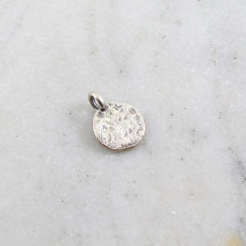 Sterling Silver Textured Alphabet Initial Letter Disk Circle Charm