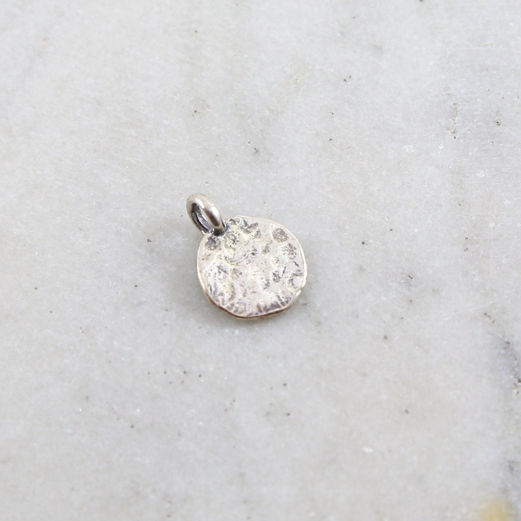 Sterling Silver Textured Alphabet Initial Letter Disk Circle Charm