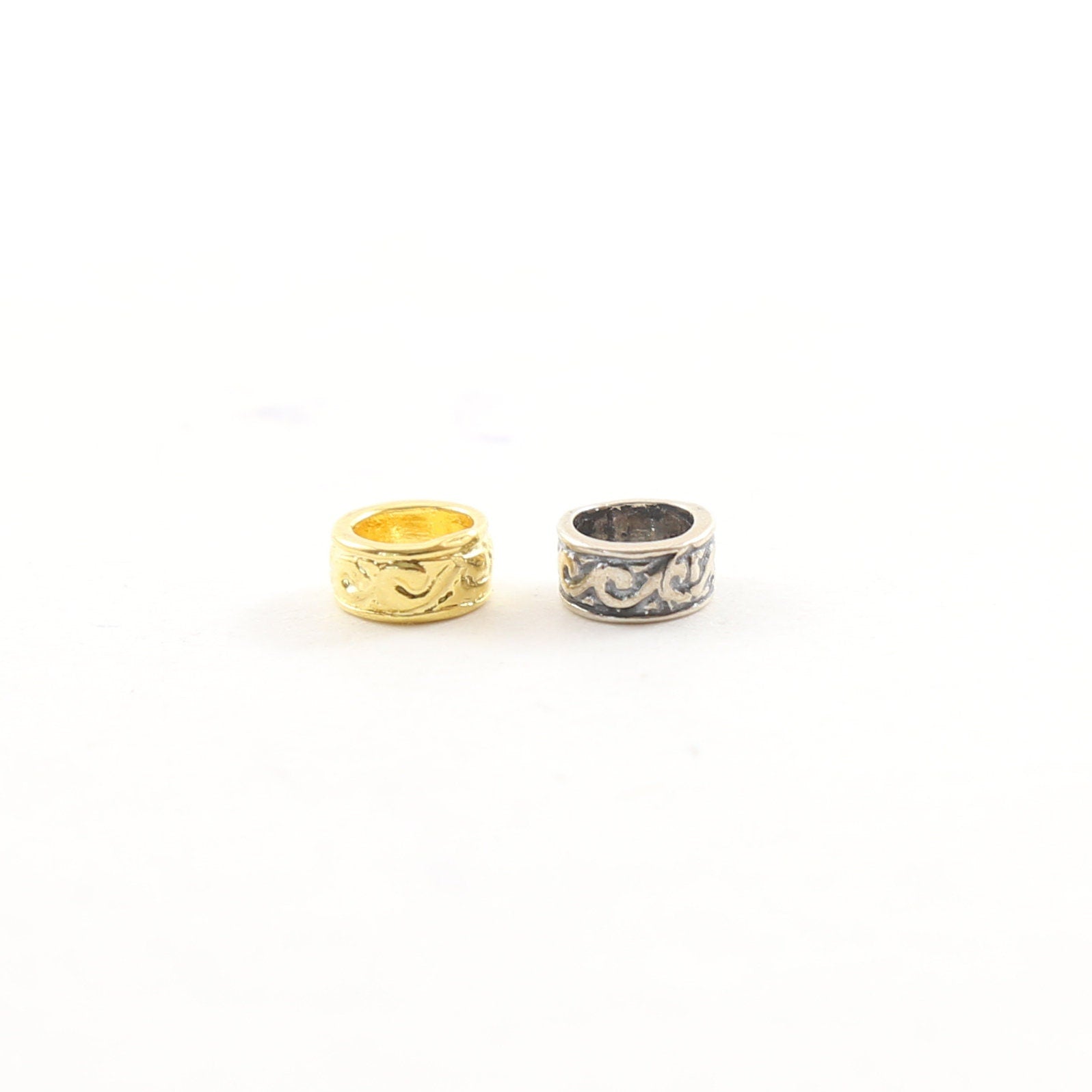 Sterling Silver or Vermeil Tibetan Style Wave Curl Bead or Large Hole Spacer