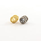 Sterling Silver or Vermeil Curly Swirl Dotted Rim Bead or Large Hole Spacer