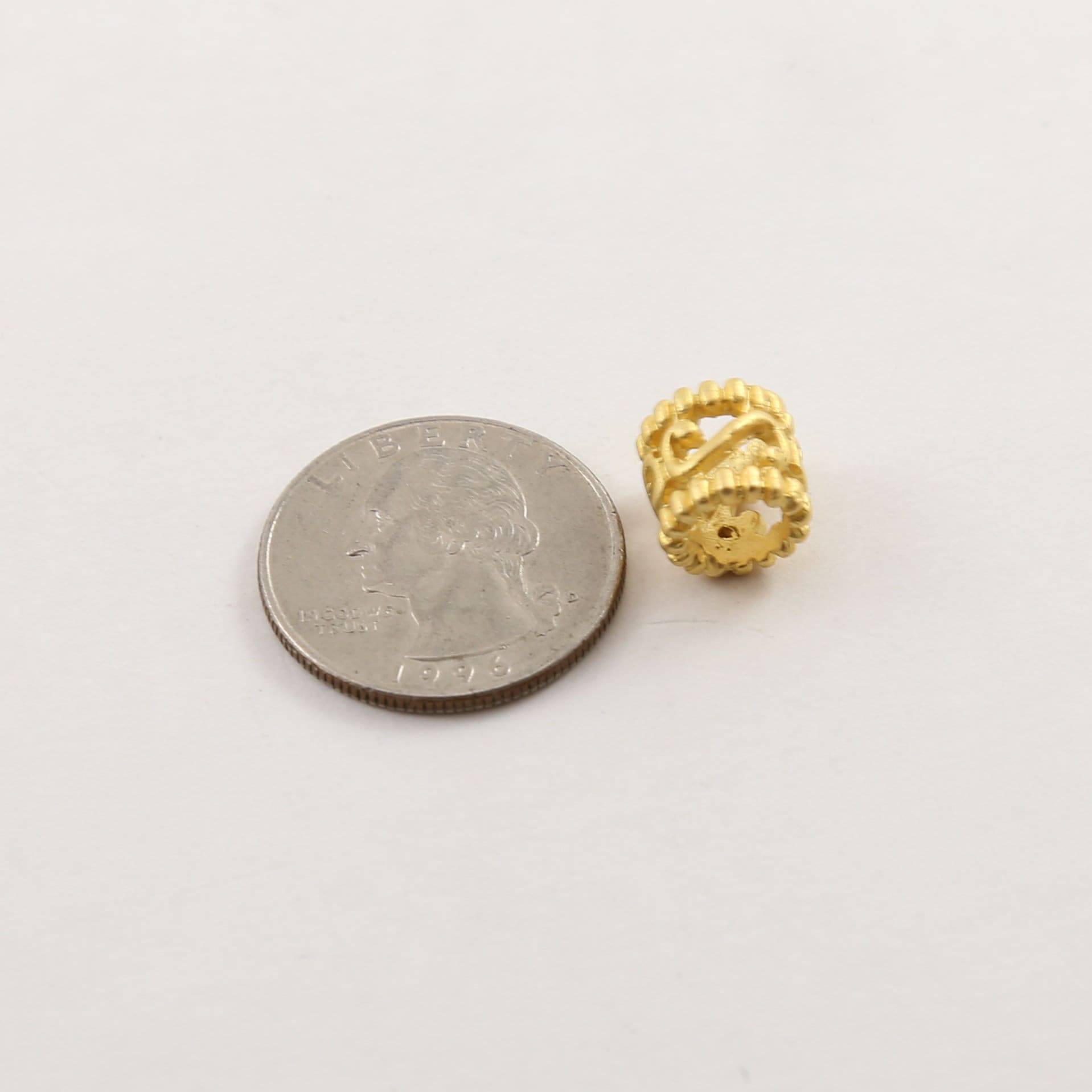 Sterling Silver or Vermeil Curly Swirl Dotted Rim Bead or Large Hole Spacer