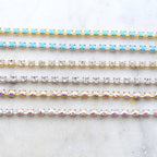 3mm Brass Clear AB or Turquoise Blue Swarovski Rhinestone Chain