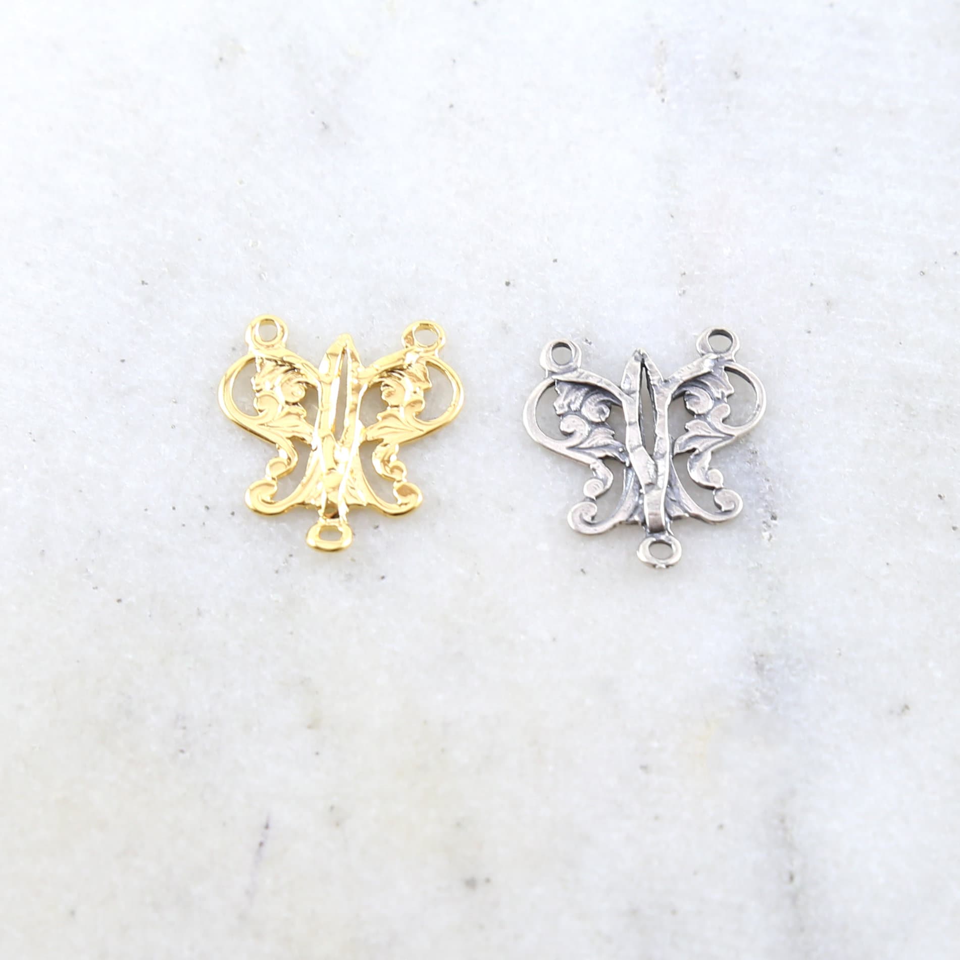 Sterling Silver or Vermeil Fancy Butterfly Y Connector Link Necklace Rosary