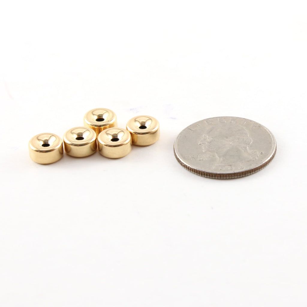 14K Gold Filled 8mm Smooth Pony Rondelle Seamless Spacer Beads (5pc)