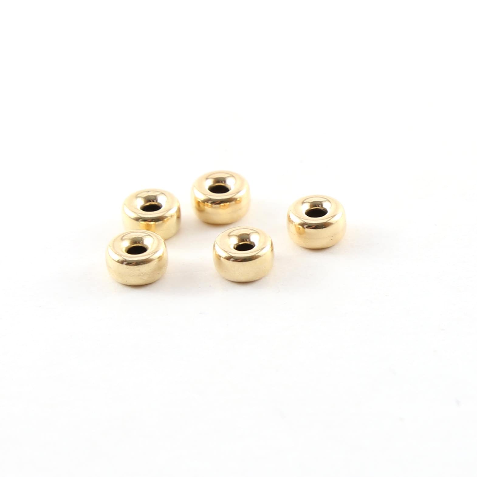 14K Gold Filled 6mm Smooth Pony Rondelle Seamless Spacer Beads (5pc)