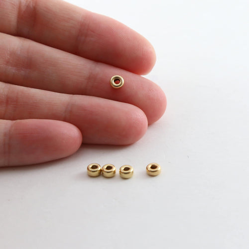 14K Gold Filled 4mm Smooth Pony Rondelle Seamless Spacer Beads (5pc)