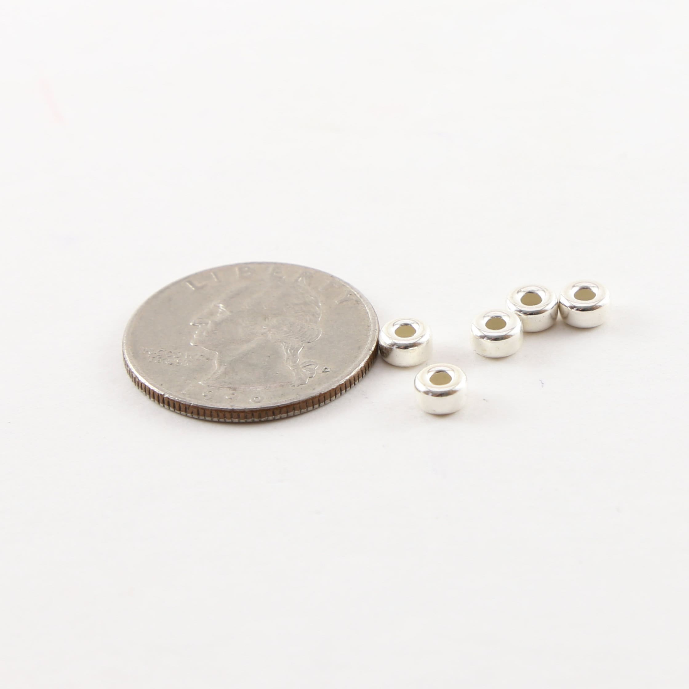 Sterling Silver 5mm Smooth Pony Rondelle Seamless Spacer Beads (5pc)