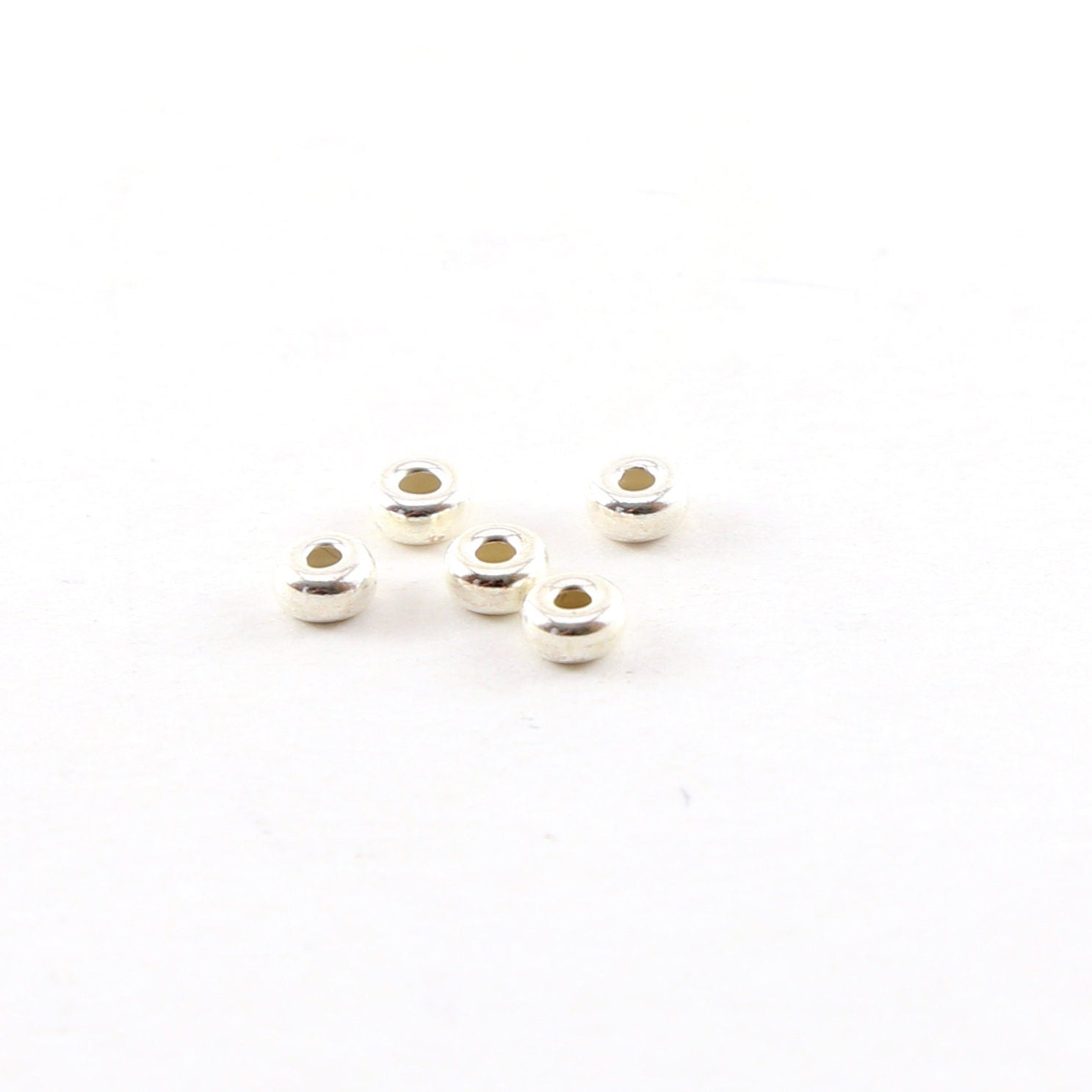 Sterling Silver 4mm Smooth Pony Rondelle Seamless Spacer Beads (5pc)