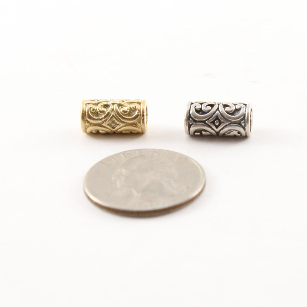 Sterling Silver or Vermeil Large Vintage Style Scroll Bead or Large Hole