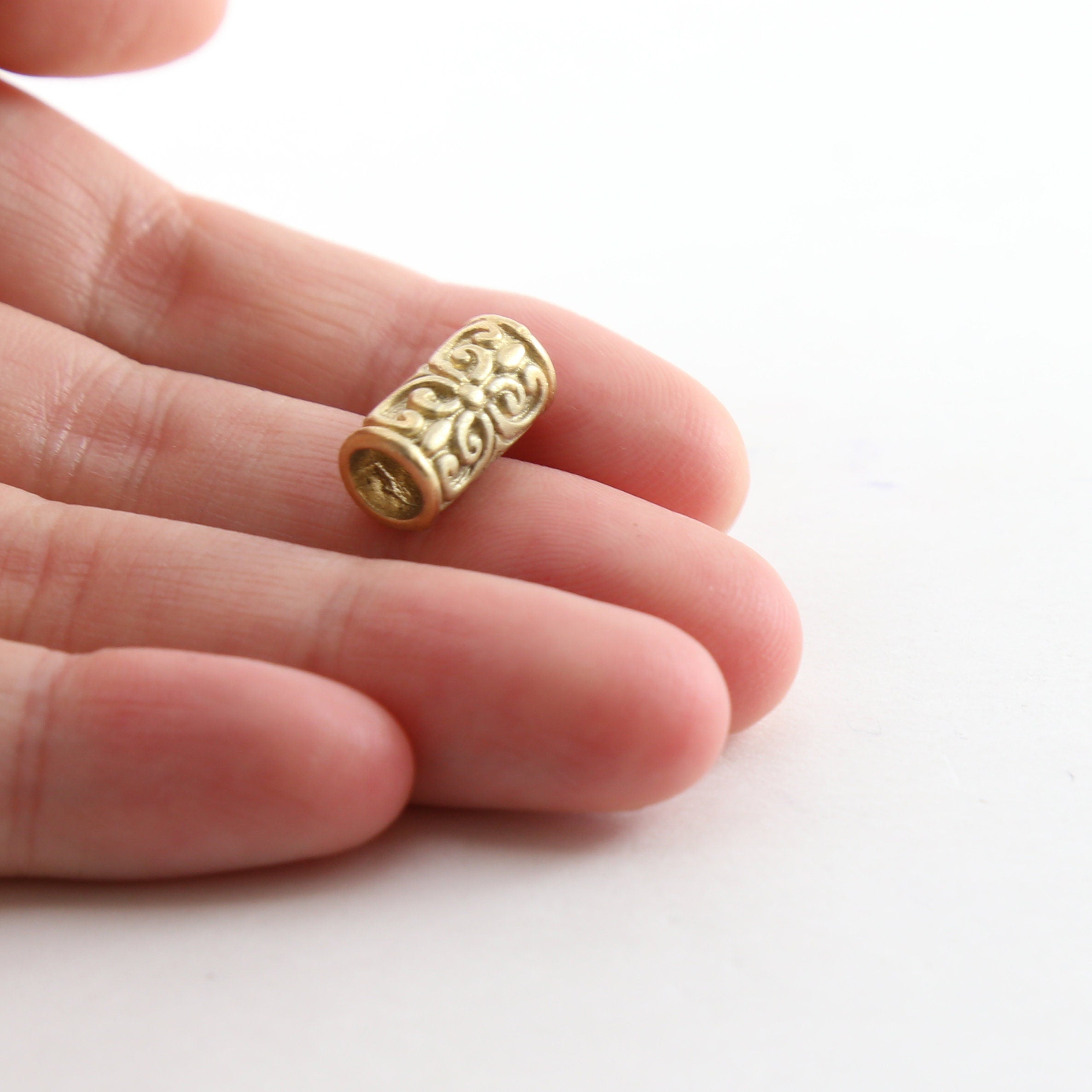Sterling Silver or Vermeil Large Vintage Style Scroll Bead or Large Hole