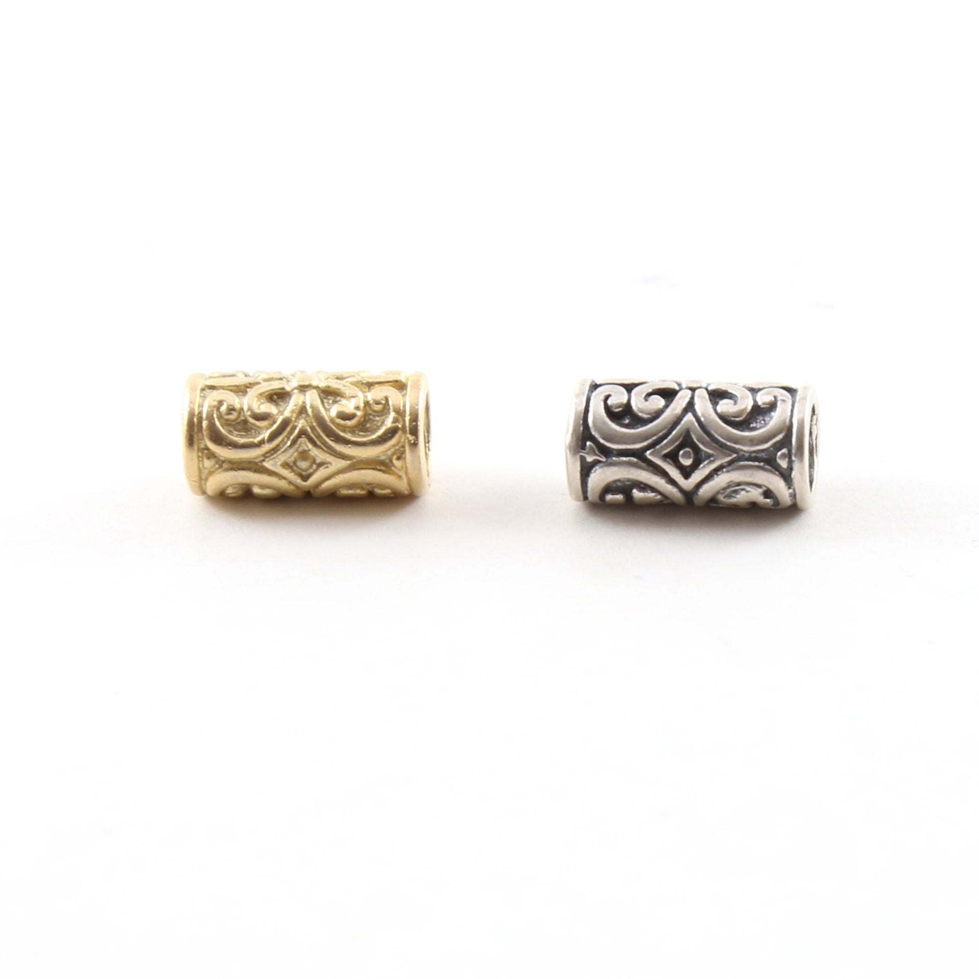 Sterling Silver or Vermeil Large Vintage Style Scroll Bead or Large Hole