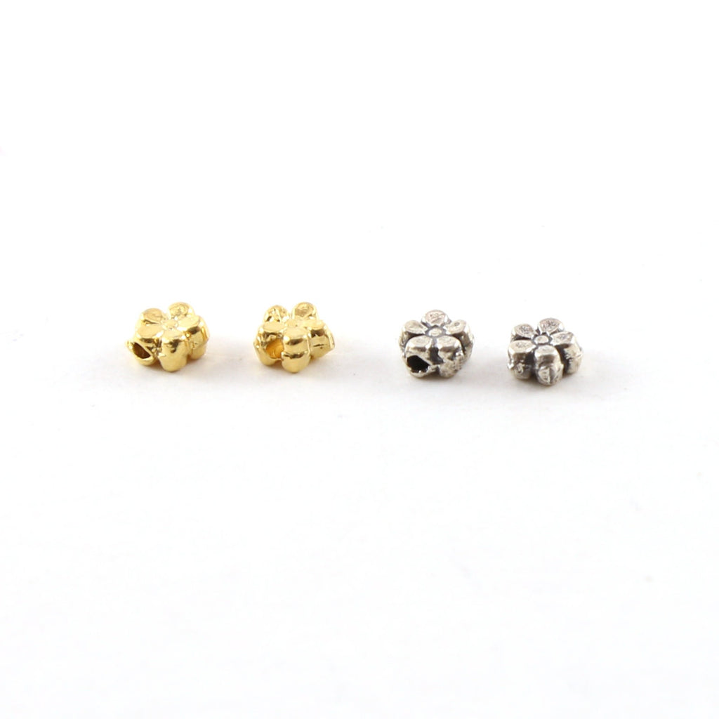 Sterling Silver or Vermeil Artisan Tiny Mini Dainty Daisy Flower Spacer (2pc)