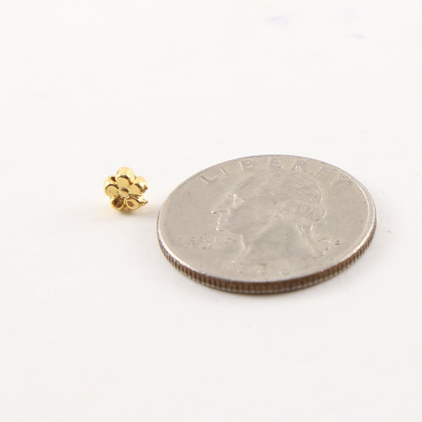 Sterling Silver or Vermeil Artisan Tiny Mini Dainty Daisy Flower Spacer (2pc)