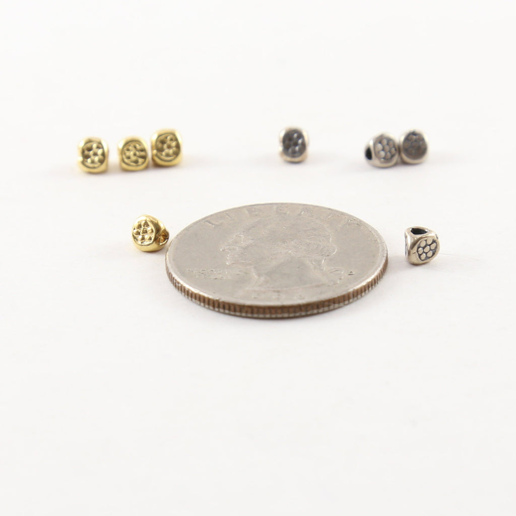 4mm Sterling Silver or Vermeil Artisan Tiny Daisy Flower Stamped 3 (4pc)