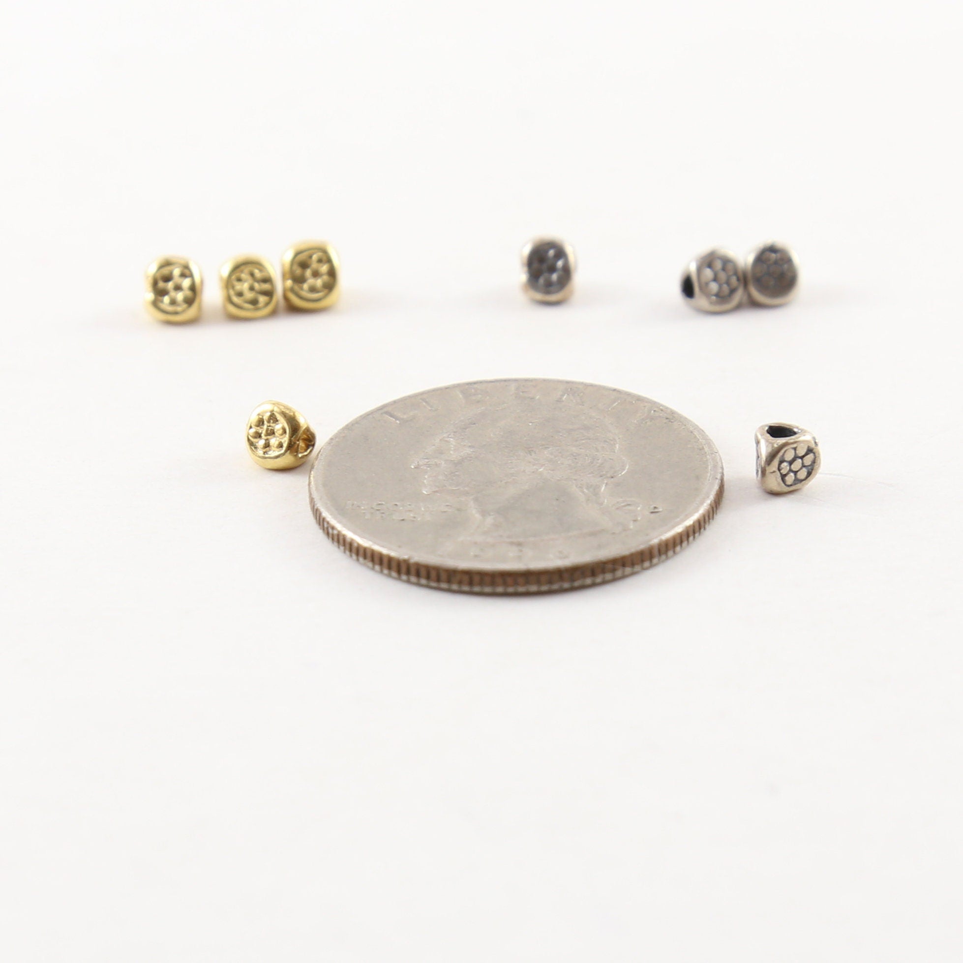 4mm Sterling Silver or Vermeil Artisan Tiny Daisy Flower Stamped 3 (4pc)