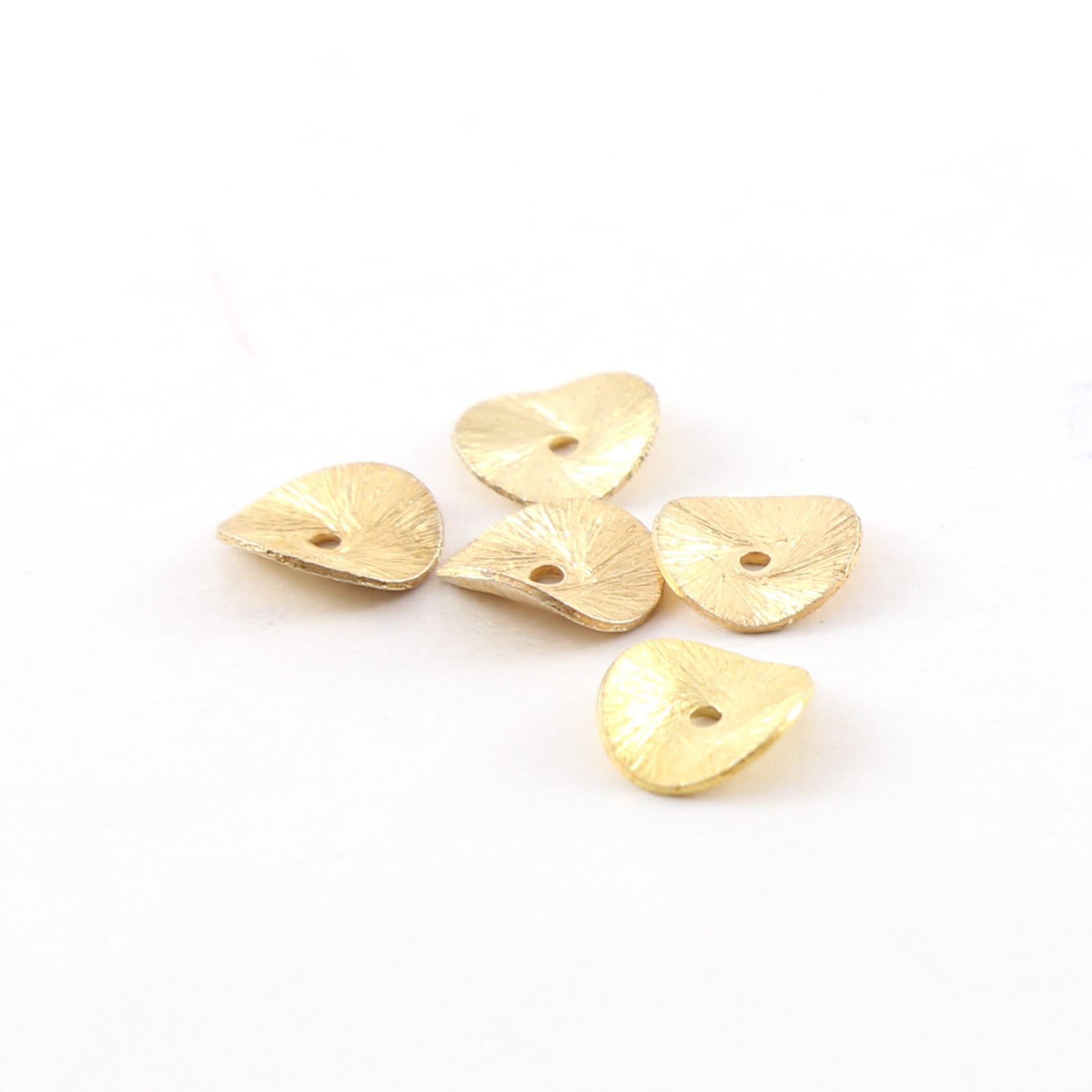 Vermeil 10mm Wavy Disc Rondelle Bead Potato Chip Spacer Beads (5pc)