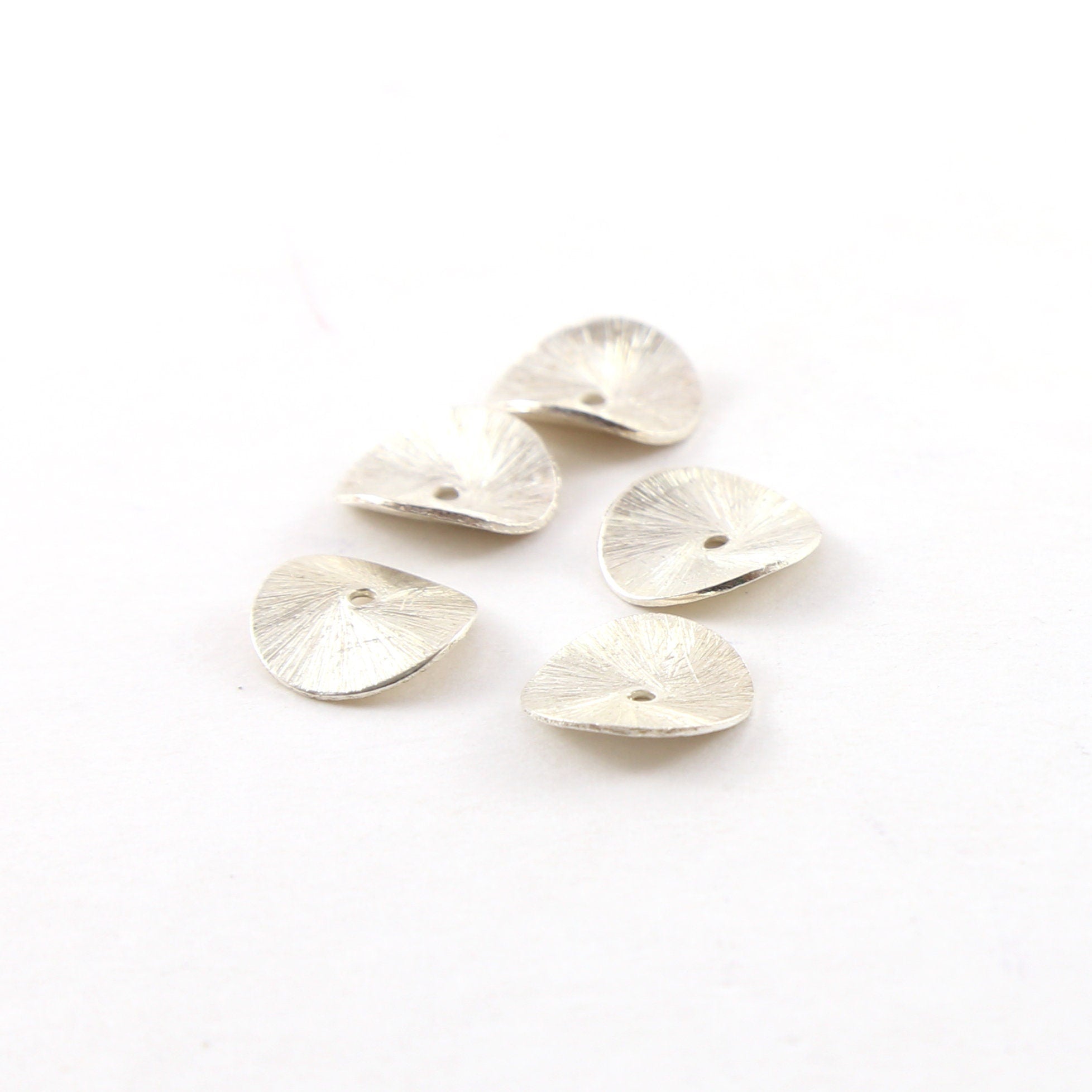 Sterling Silver 12mm or Oxidized Wavy Disc Rondelle Bead Potato Chip (5pc)