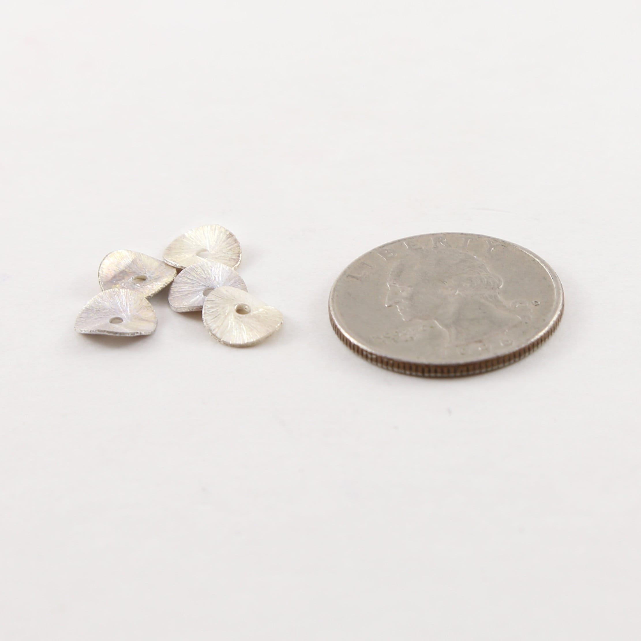 Sterling Silver 8mm Wavy Disc Rondelle Bead Potato Chip Spacer Beads (5pc)