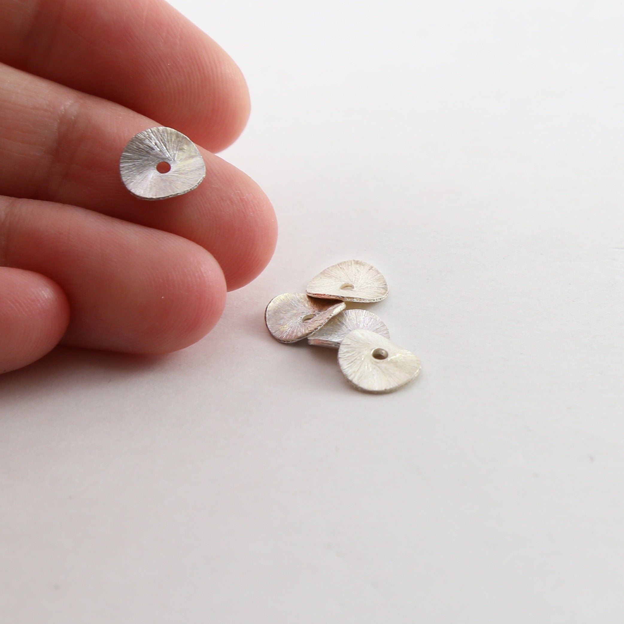 Sterling Silver 8mm Wavy Disc Rondelle Bead Potato Chip Spacer Beads (5pc)