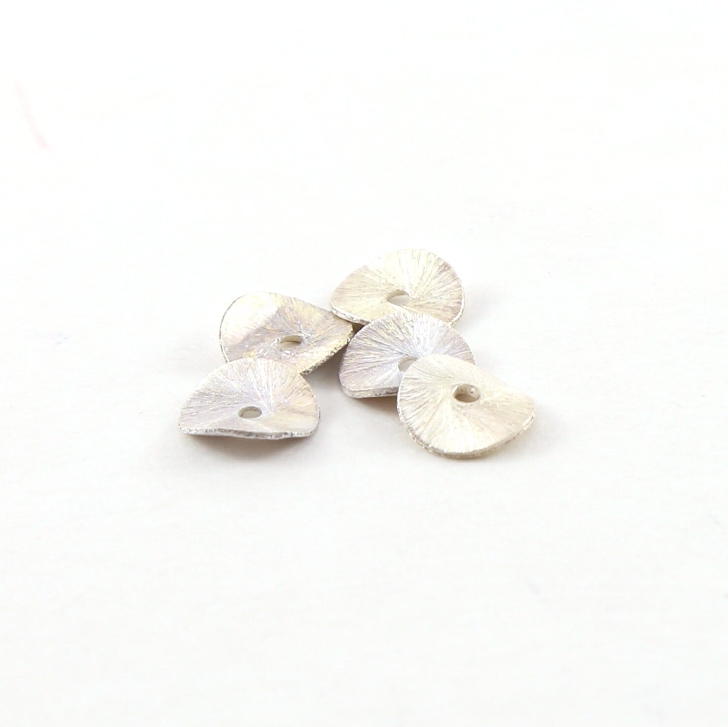 Sterling Silver 8mm Wavy Disc Rondelle Bead Potato Chip Spacer Beads (5pc)