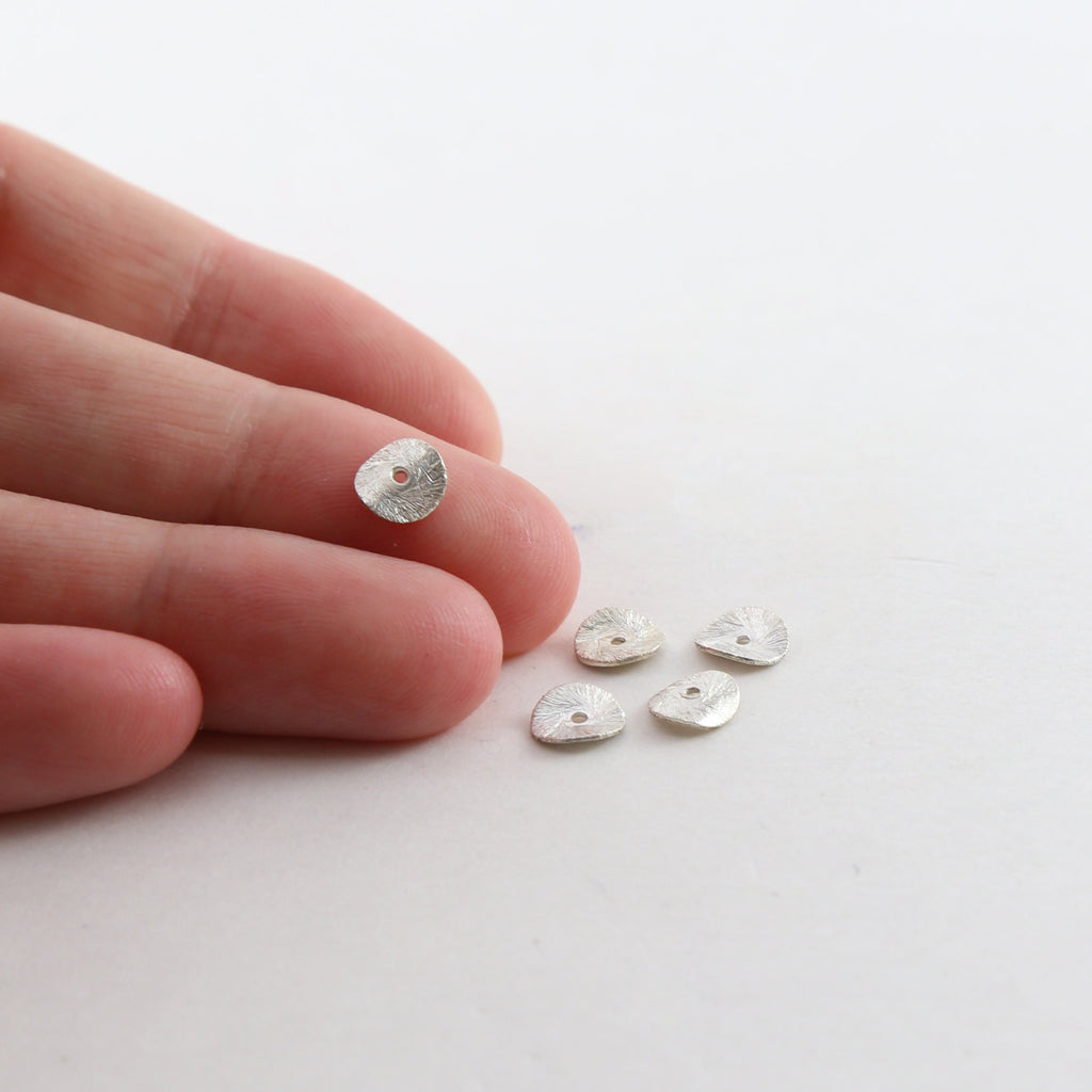 Sterling Silver 6mm Wavy Disc Rondelle Bead Potato Chip Spacer Beads (5pc)