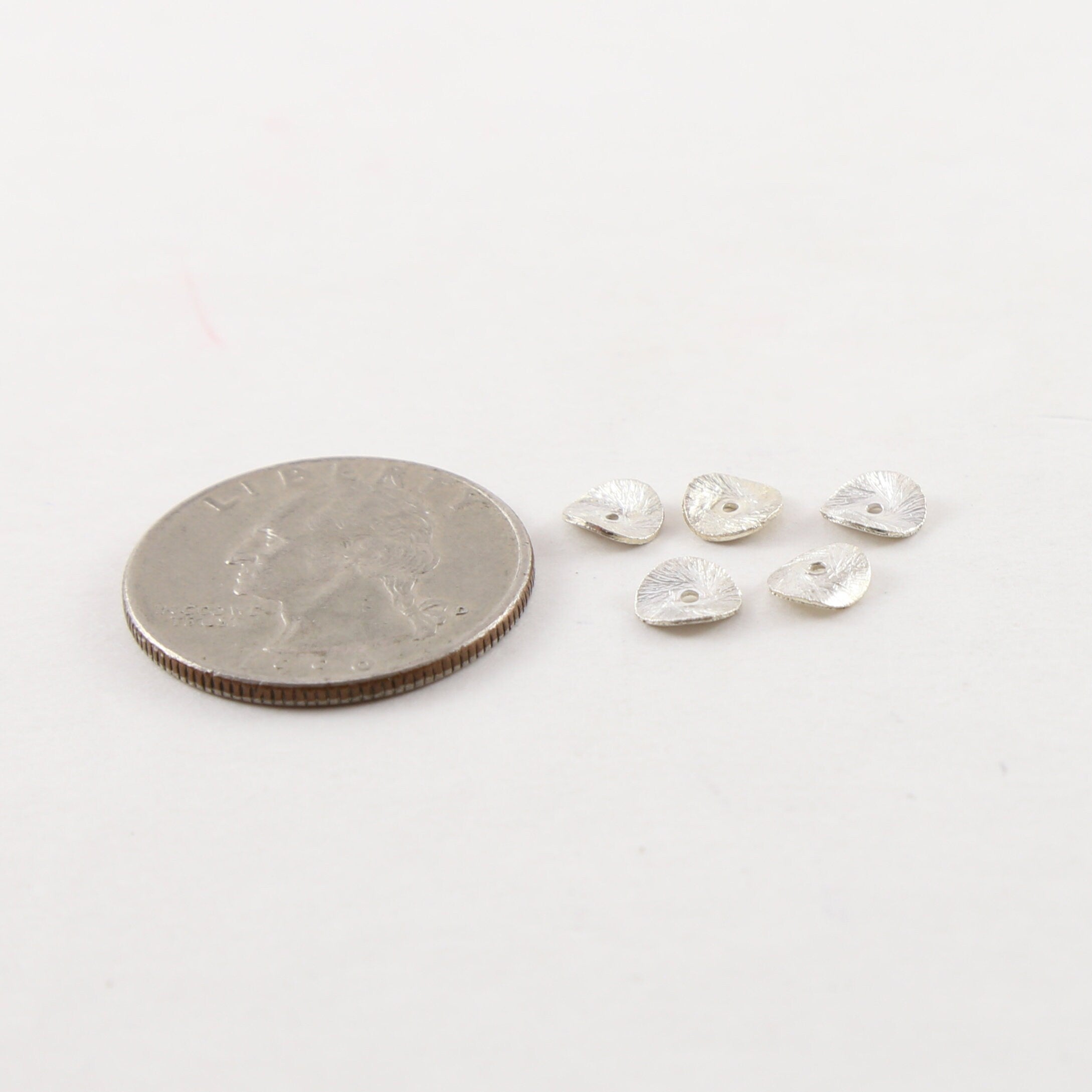 Sterling Silver 6mm Wavy Disc Rondelle Bead Potato Chip Spacer Beads (5pc)