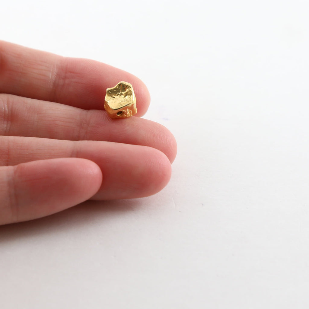 Sterling Silver or Vermeil Large 8mm Raw Shape Nugget Spacer Bead