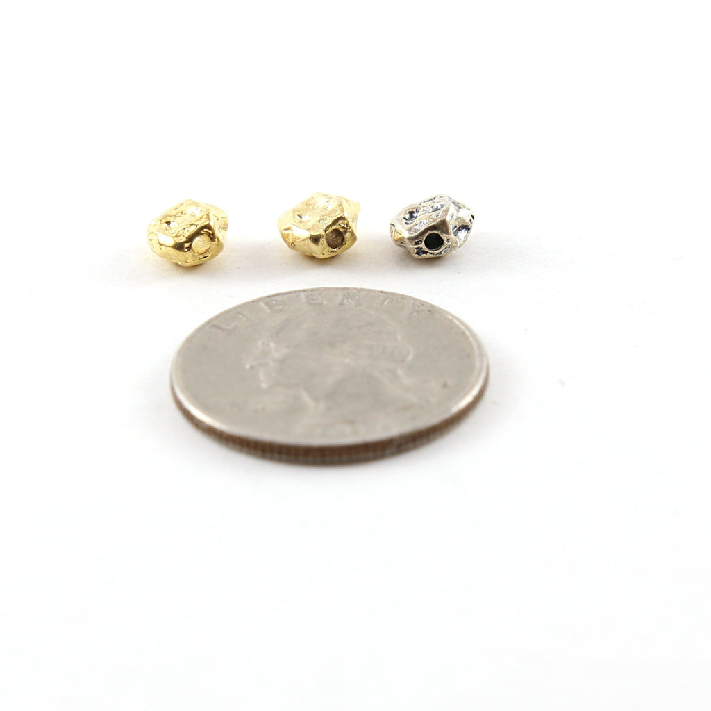 Sterling Silver or Vermeil Small 6.5mm Raw Shape Nugget Spacer Bead