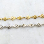 10mmx6mm Brass Four Leaf Clover Flower Design Chain – Sold by the Foot