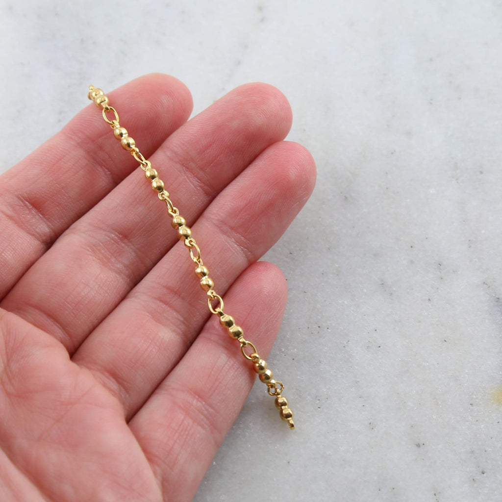 9mmx2.5mm Brass Chain Double Ball Chain in Shiny Gold – Sold by the Foot