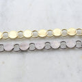 Brass Flat 9mm Circle Open Link Chain in Shiny Gold Nickel – Sold by the Foot