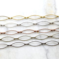 28mmx9mm Brass Large Pointed Oval Chain in Antique Silver – Sold by the Foot