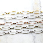 28mmx9mm Brass Large Pointed Oval Chain in Antique Silver – Sold by the Foot