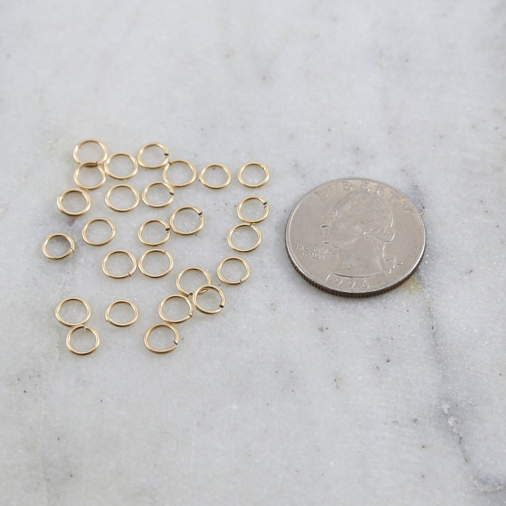 14K Gold Filled 6mm 20 Gauge Open Jump Rings Charm Links Gold Findings (25pc)